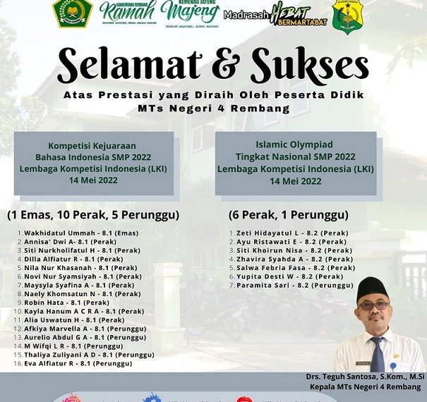 Inilah Daftar Siswa MTsN 4 Rembang Peraih Medali di Ajang Pra-KSM