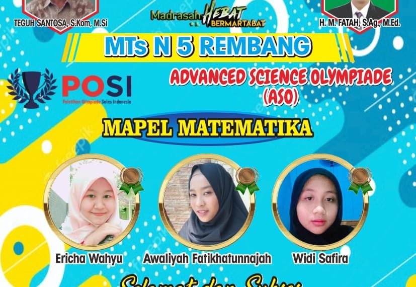9 Medali Awali MTsN 5 Rembang pada tahun Ajaran Baru