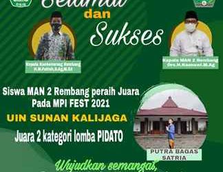 MAN 2 Rembang Sabet Juara II Lomba Pidato UIN Suka