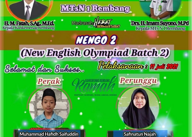 MTsN 1 Rembang Sabet 2 Medali Lomba Bahasa Inggris