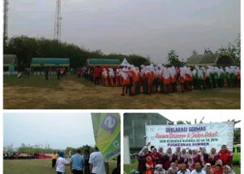 Siswa MTs N 4 Rembang jalan sehat bersama UPT Puskesmas Sumber