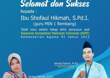 Shofaul Hikmah, Guru MIN 1 Rembang Lolos AKMI 2022