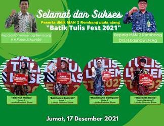 MAN 2 Rembang Borong 4 Piala Kompetisi Batik Tulis Lasem Festival