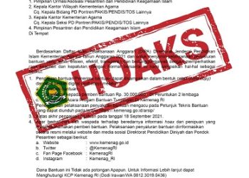 Hoaks Edaran Penerima Bantuan Pesantren