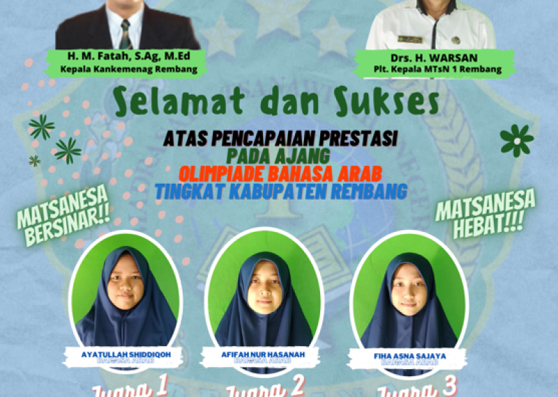 3 Siswi MTsN 1 Rembang Lolos OBA tingkat Jateng