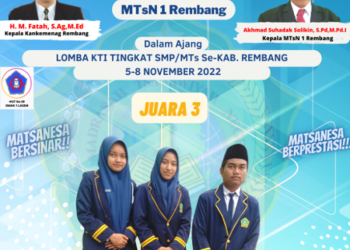 MTsN 1 Rembang Sabet Juara III LKTI