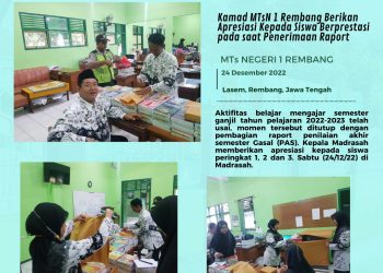 MTsN 1 Rembang Berikan Hadiah kepada Siswa Berprestasi