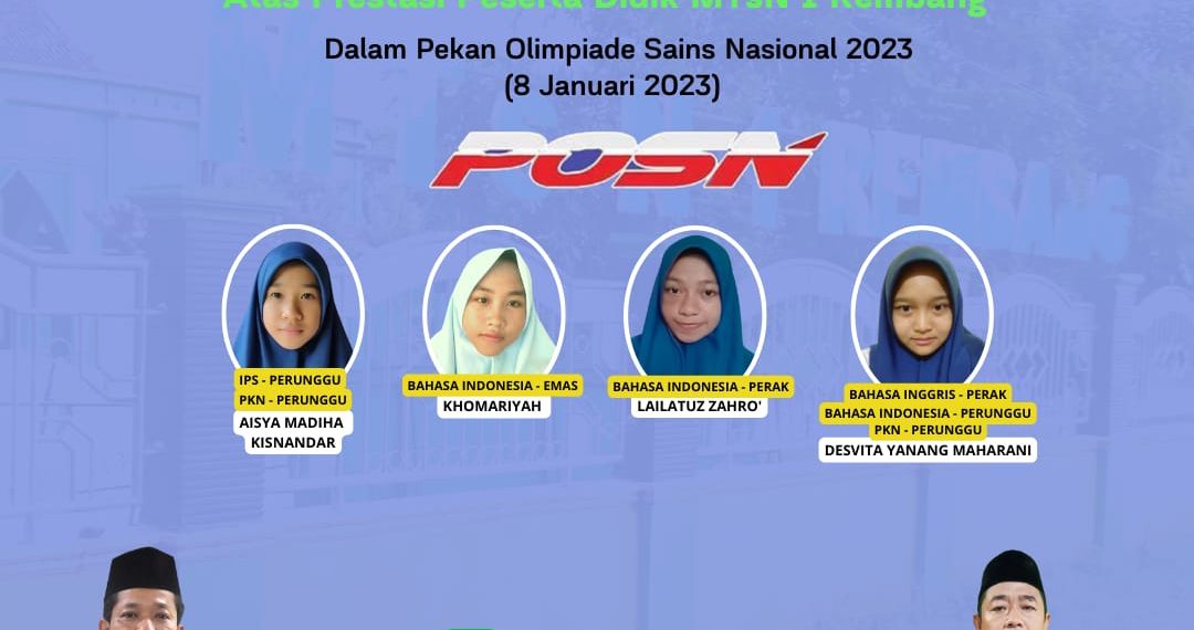 MTsN 1 Rembang Borong Medali Berbagai Kompetensi