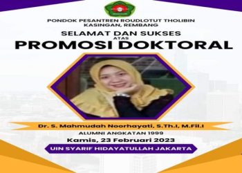 Alumni MAN 1 Rembang, S.Mahmudah Noorhayati Ikuti Ujian Promosi Doktoral