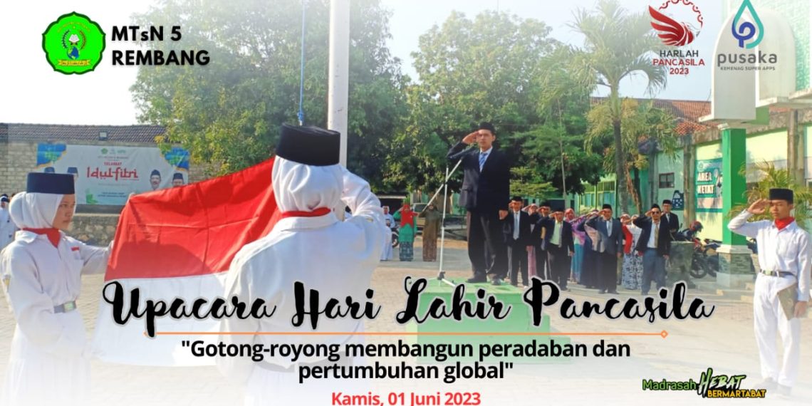 Wujudkan Peradaban Lebih Baik, MTsN 5 Rembang Gelar Upacara Hari Lahir Pancasila