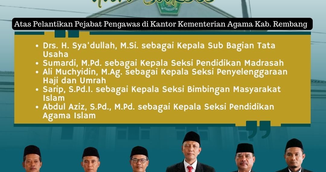 Lantik Lima Pejabat, Begini Pesan Kakankemenag
