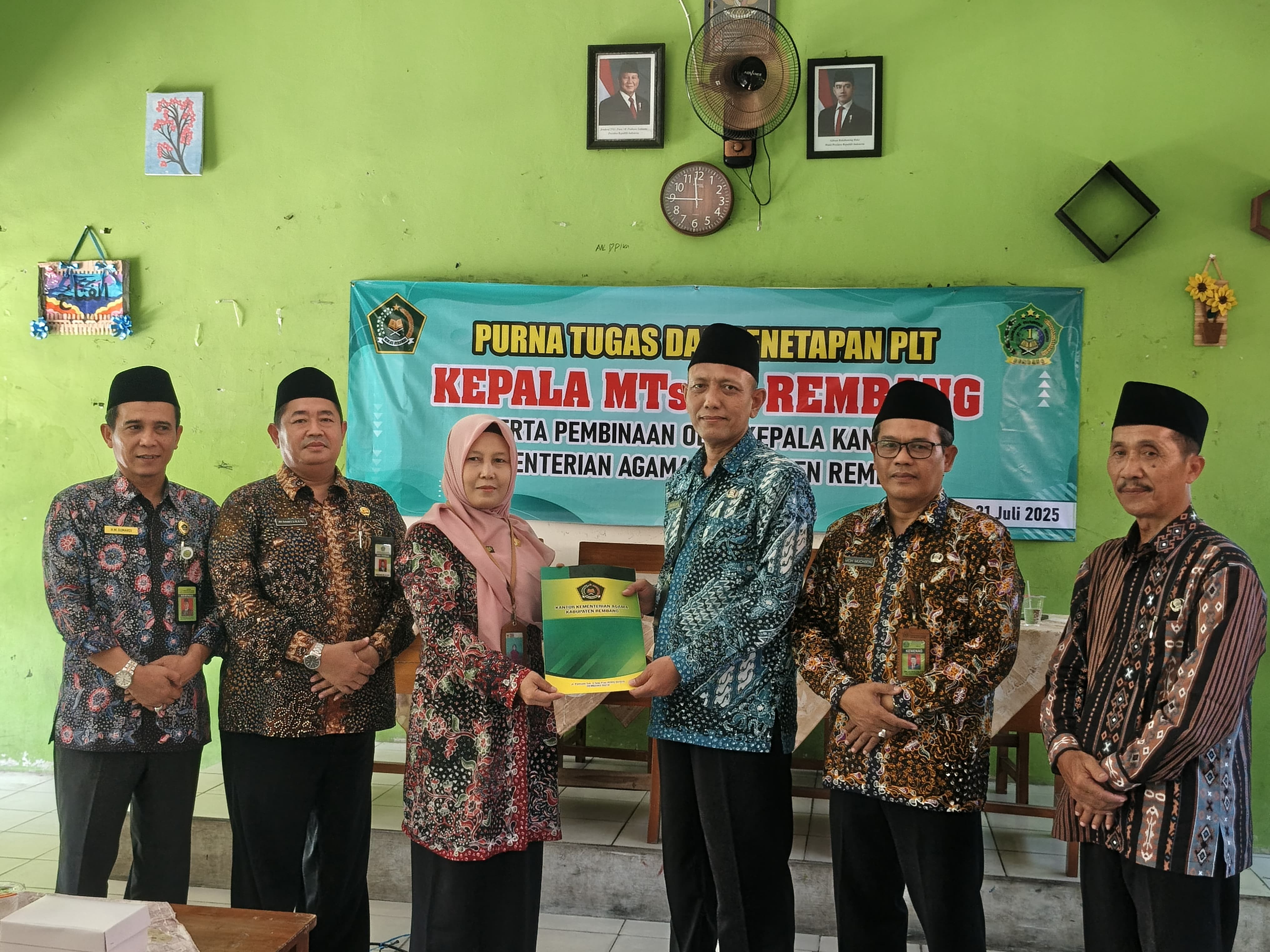 Masrum Purna Tugas, Mukhoyaroh Ditunjuk sebagai Plt Kepala MTsN 1 Rembang